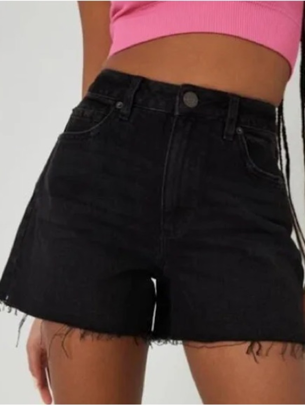 High-Rise Black Denim Shorts from Garage